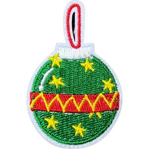 Kerstbal Kerst Versiering Strijk Embleem Patch Groen 4.2 cm / 6.6 cm / Groen Rood Geel