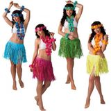 Toppers - 4x stuks groene hawaii thema verkleed kransen set met rokje - Verkleedkleding setje voor dames