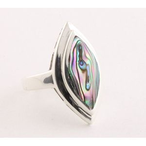 Hoogglans zilveren ring met abalone schelp - maat 19.5