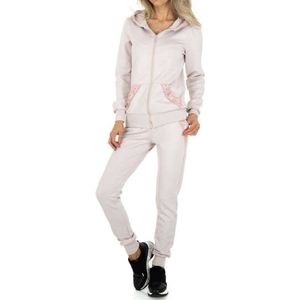 Dames huispak/vrijetijdspak met rits en capuchon S 34-36 beige