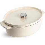 KitchenAid braadpan 30cm - geëmailleerd gietijzer - amandel wit - ovaal