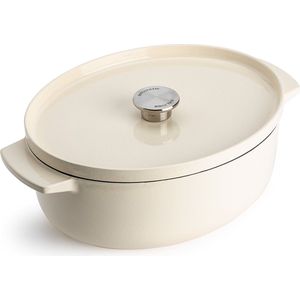 KitchenAid braadpan 30cm - geëmailleerd gietijzer - amandel wit - ovaal