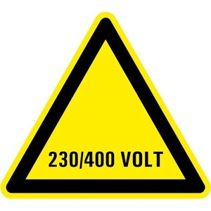 Sticker elektriciteit waarschuwing 230/400 volt 25 mm - 10 stuks per kaart