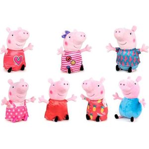 Peppa Pig - knuffelset - 20cm - 7 stuks - pluche - met o.a Peppa, George en mama pig