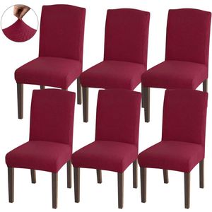 Ibenzoa® Elegant Universele Stoelhoezen voor Eetkamerstoelen met Hoogwaardige Stretchstof - Set van 6, Wijnrood
