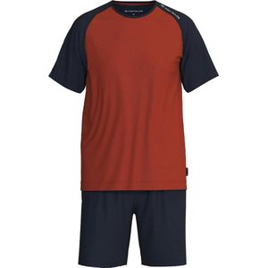 Tom Tailor Pyjama korte broek - 420 Blue/Bordeaux - maat L (L) - Heren Volwassenen - 100% katoen- 71374-4009-420-L