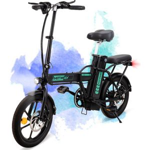 HITWAY elektrische fiets met 36V 7.5Ah verwijderbare batterij, bereik tot 75 km lange afstand elektrische fiets 16 inch, 250W achtermotor E-Citybike