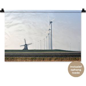 Wandkleed Landschappen Nederland - Windmolens in Eemshaven Wandkleed katoen 60x40 cm - Wandtapijt met foto