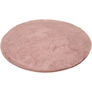 Rond vloerkleed - Rond tapijt - Zacht - Roze - Imitatiebont - Hoogpolig - Ø 90 cm