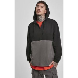 Urban Classics - Relaxed Half Zip Hoodie/trui - M - Zwart/Grijs