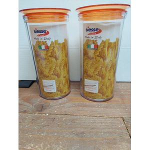 2 STUKS Ronde Luchtdichte Container, Oranje, 1750 cc, merk: BIESSE Casa