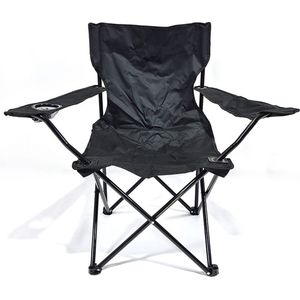 Campingstoel - Strandstoel - Vissersstoel - Visstoel - Rugleuning - Opvouwbare stoel - Zwart