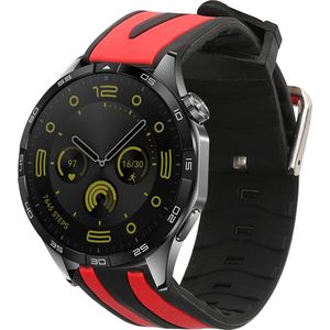 kwmobile bandje geschikt voor Huawei Watch GT4 46mm - Armband voor fitnesstracker in rood / zwart - Horlogeband