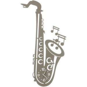 Arti - Mestieri - klok - metalen - wandklok - saxofoon - donkergrijs - Italiaans - Design - handgemaakt