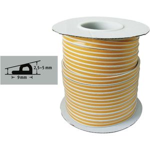 Tochtband - P profiel - 100 m x 9 mm - 2.5-5 mm - wit