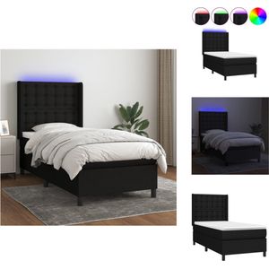 vidaXL Boxspring - zwarte LED bedframe met verstelbaar hoofdbord - 80x200 cm - pocketvering matras - huidvriendelijk topmatras - kleurrijke LED-verlichting - Bed