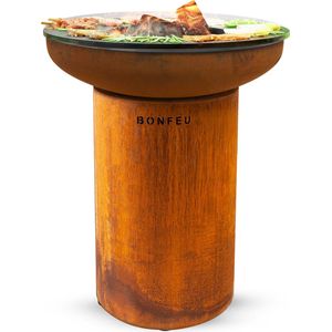 BonFeu BonBiza Corten - CortenStaal - Buitenkoken - Plancha Bakken - Plancha BBQ - 80x80x100 cm