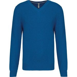 Pullover/Cardigan Heren M Kariban V-hals Lange mouw Mykonos Blue Heather 87% Katoen, 11% Polyamide, 2% Elasthan