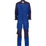 DASSY® Cannes Tweekleurige overall met kniezakken - maat L - KORENBLAUW/MARINEBLAUW