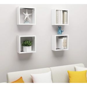 The Living Store Kubus Wandschappenset - 30 x 15 x 30 cm - Wit