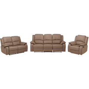 Driezits, tweezits relaxbank en relaxfauteuil van microvezel HERNANI - Taupe L 210 cm x H 99 cm x D 96 cm