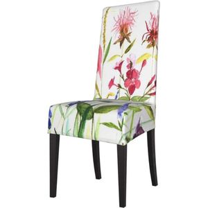 Eigentijdse Wasbare Stoelhoes met Volle Bloemenprint - Stretch Stof voor Eetkamerstoelen