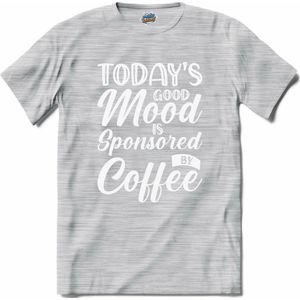 Sponsored By Coffee | Koffie - Coffee - Vintage - T-Shirt - Unisex - Donker Grijs - Gemêleerd - Maat XL
