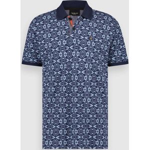 Twinlife Heren Allover Print SS - Polo's - Lichtgewicht - Elastisch - Sterk - Blauw - L