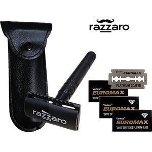 Razzaro Safety Razor + 3 Pakjes Euromax Scheermesjes | Klassiek Scheermes | Nat scheren | Kappers mes