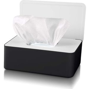 Billendoekjes Houder - Billendoekjes Box Tot 100 Doekjes - Tissue Box Met Afsluitrubber & Deksel - Zwart/Wit