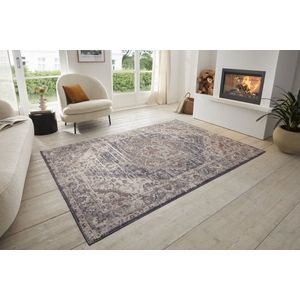 Flycarpets Terrain Designer Laagpolig vloerkleed - Crème / Blauw - 160x235 cm