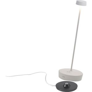 Zafferano Swap Tafellamp - Oplaadbare Buitenlamp Wit - IP65 Spatwaterdicht - Bureaulamp Snoerloos - Dimbare LED Lamp - Tuinlamp met Draadloos Oplaadstation - 32,5 cm x Ø 10cm