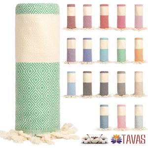 Tavas Hamamdoek Groen Strandlaken %100 Katoen XL Saunalaken 100 x 180 cm Badhanddoek Groot Douchelaken Dames Hotel Handdoek Pestemal Fouta Pareo Yoga Deken Heren