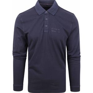 Casa Moda - Vintage Longsleeve Polo Navy - Regular-fit - Heren Poloshirt Maat L