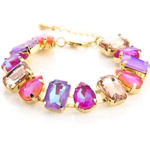 Strass Armband Colour - Trendy - Party - Musthave - Roze/Paars