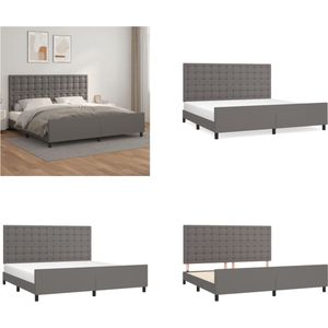 vidaXL Bedframe met hoofdbord kunstleer grijs 200x200 cm - Bedframe Met Hoofdbord - Bedframes Met Hoofdborden - Bedframe - Bed