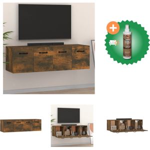 vidaXL Wandkasten 2 st 80x35x36-5 cm bewerkt hout gerookt eikenkleur - Kast - Inclusief Houtreiniger en verfrisser