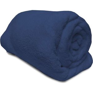 Plaid Donker Blauw - Estate Blue - 150x200 - 100% polyester - fake flannel - extra zacht