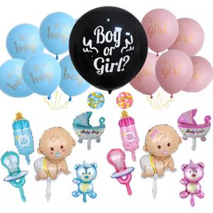 31 Stuks Gender Reveal Baby Shower Ballonnen - Feestpakket en babyshower - Met Roze en Blauwe Confetti
