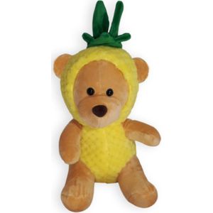 Teddybeer Bruin in Ananas Onesie Pyjama Pluche Knuffel 35 cm - Knuffelbeer Speelgoed Teddy Bear voor Kinderen Jongens Meisjes Baby - Knuffeldier Teddy Pineapple Plush Knuffels