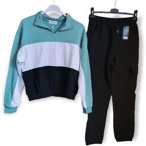 Dames sportpak set van broek en sweater- zijzakken - thuispak - training - rits - Maat 38/40