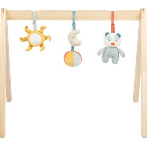 Nattou Felix & Leo - Houten Speelboog met Hangend Speelgoed - 60 cm - Dusty blauw