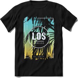 Los Angeles | TSK Studio Zomer Kleding  T-Shirt | Blauw - Geel | Heren / Dames | Perfect Strand Shirt Verjaardag Cadeau Maat XXL