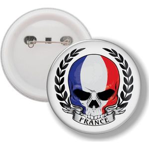 Button Met Speld - Schedel Vlag Frankrijk