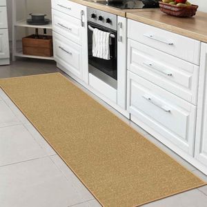 Machinewasbaar, modern effen ontwerp, antislip rubberback 2 x 6 traditioneel tapijt voor gang, keuken, slaapkamer, woonkamer, 2 x 6 cm, beige