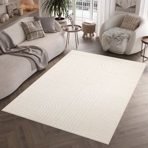 Tapiso Patio Vloerkleed Tuintapijt Outdoor Creme Buitenkleed Modern Maat- 160x220