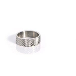 Marenca zilveren heren ring met ruitdetails (M)