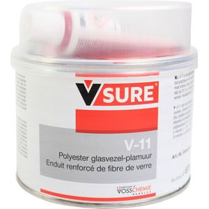 V-Sure Polyester glasvezel plamuur 700gr - V11 + BPO - glasvezelgevulde polyesterplamuur - voor opvullen en versterken