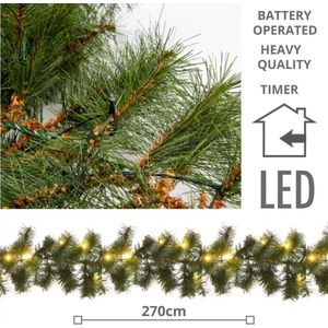 Guirlande met verlichting - Zwaardere kwaliteit - Guirlande - Kerstguirlande - Kerstverlichting - Kerstversiering - Kerst - 2.7 meter - 50 LED's