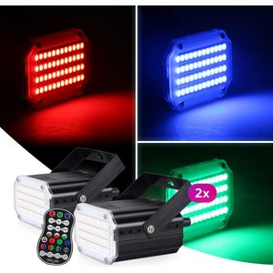 Stroboscoop LED Discolamp - Party Flits Licht - 48x LED - 2 STUKS